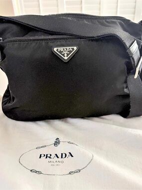 Prada Tessuto Nylon Messenger Bag Black Crossbody
